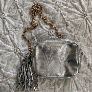 Victoria Secret Crossbody, Silver w/ Gold Handle